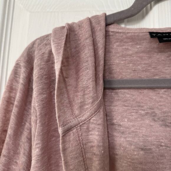 Tahari Women's Mauve100%Linen Hooded Open Front Light Jacket Top Size Large - Picture 6 of 13